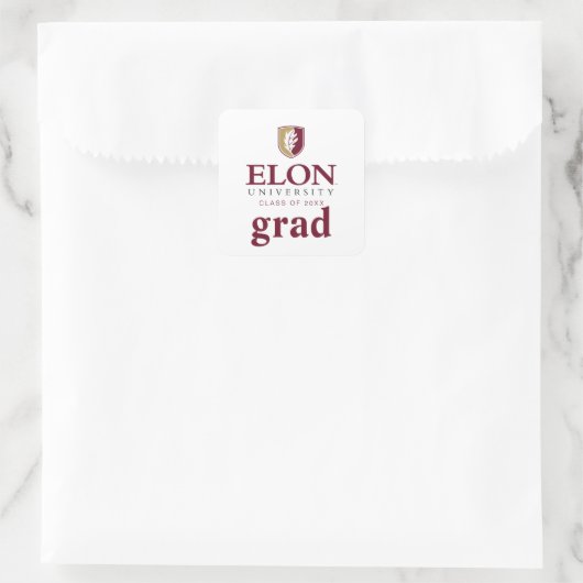 Elon University Abschluss Quadratischer Aufkleber (Tasche)