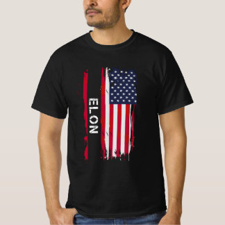 Elon Vintag Schriftart USA Flag T-Shirt