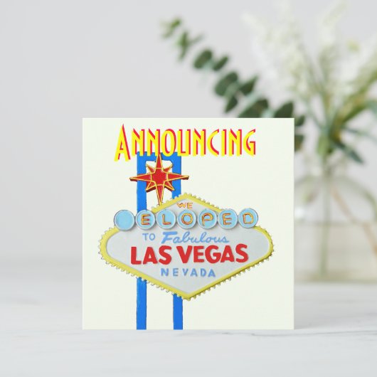 Elope Las Vegas Heiratsankündigung Einladung (Stehend Vorderseite)