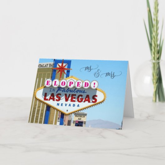 Eloped in Las Vegas Mr & Mrs Card Dankeskarte (Vorderseite)