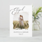 Eloped Modern Script Photo Wedding Announcement Einladung (Stehend Vorderseite)