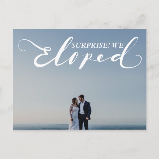 "Eloped" Überraschungsheirat Elegante Ankündigung Postkarte (Vorderseite)