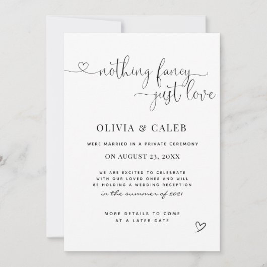 Eloped Wedding Announcement Einladung (Vorderseite)