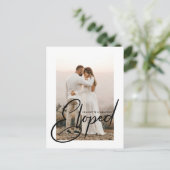 Eloped Wedding Foto Just Married Celebration Ankündigungspostkarte (Stehend Vorderseite)