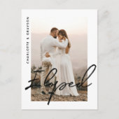 Eloped Wedding Foto Just Married Celebration Ankündigungspostkarte (Vorderseite)