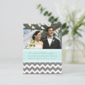 Elopement Ankündigung Foto Postkarten Blue Gray (Stehend Vorderseite)