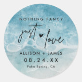 Elopement Beach Wedding Empfang Classic Round St Runder Aufkleber (Vorderseite)