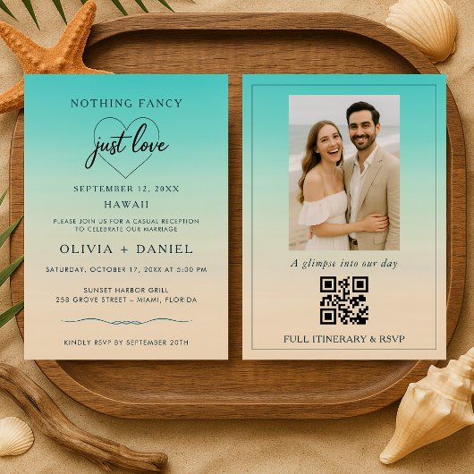 Elopement Beach Wedding Reception QR Code Einladung