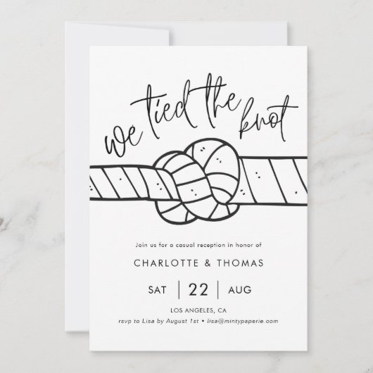 Elopement-Einladung, wir tippen den Knoten Ankündigung (Vorderseite)