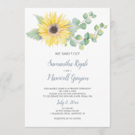 Elopement Empfang Invite, Eukalyptus Sunflower Einladung