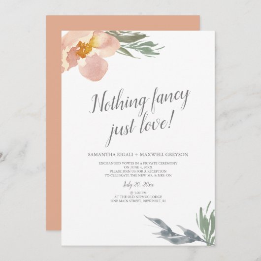 Elopement Empfang Nichts Extravagant nur Liebe Einladung (Vorne/Hinten)