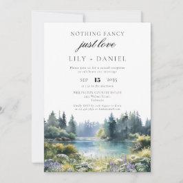 Elopement Forest Lakeside Floral Wedding Reception Einladung