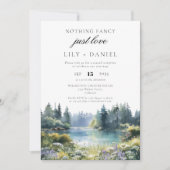 Elopement Forest Lakeside Wedding Reception Photo Einladung (Vorderseite)