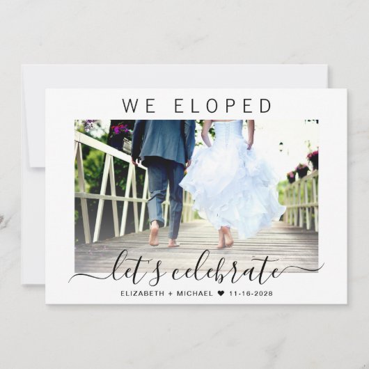 Elopement Foto Hochzeitfeier Empfang Einladung (Vorderseite)