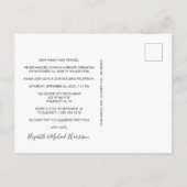 Elopement Foto Hochzeitsempfang Einladungspostkarte (Rückseite)