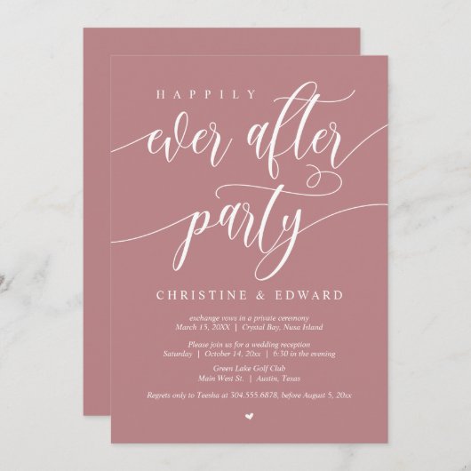 Elopement, glücklich immer nach dem Party, Dusty R Einladung (Vorne/Hinten)