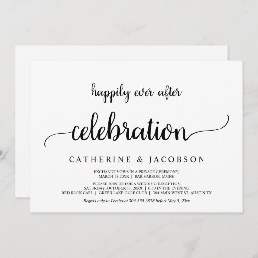 Elopement, glücklich immer nach Feier, rustikal Einladung (Vorne/Hinten)