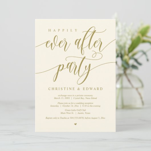 Elopement, glücklicherweise immer nach dem Party,  Einladung (Stehend Vorderseite)