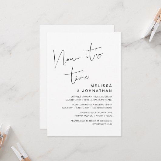 Elopement, jetzt ist es Zeit Einladung (Vorderseite/Rückseite Beispiel)