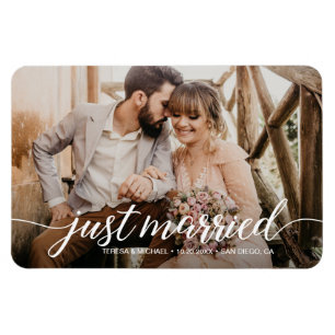 Elopement Just Married Script Wedding Foto Magnet