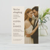 Elopement Minimalist Modern Elegant Photo Einladung (Stehend Vorderseite)