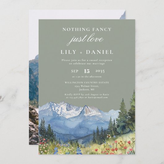 Elopement Mountain Sage Wedding Reception Photo Einladung (Vorne/Hinten)