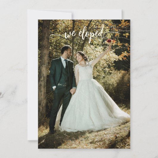 Elopement nach Hochzeit Foto glücklich Einladung (Vorderseite)