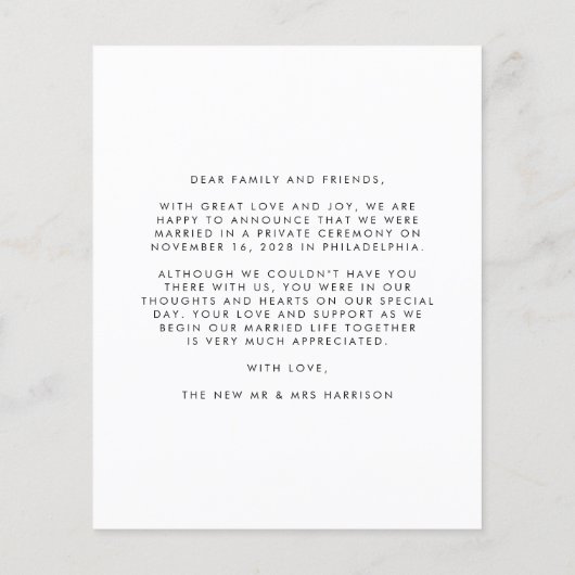 Elopement nach Hochzeitsankündigung glücklich (Rückseite)