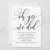 Elopement-Party, Oh ja, wir haben eingeladen Einladung (Vorderseite)