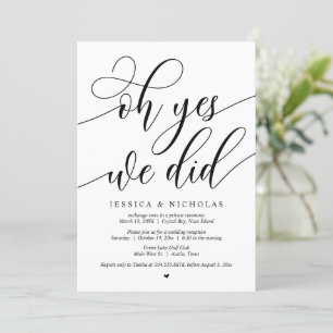 Elopement-Party, Oh ja, wir haben eingeladen Einladung