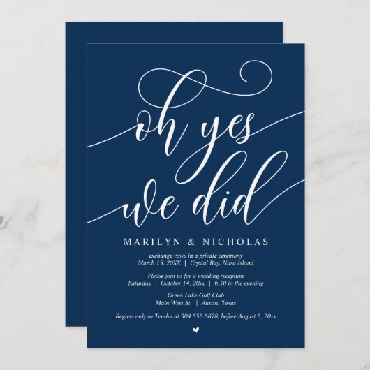 Elopement-Party, Oh ja, wir haben es getan Einladung (Vorne/Hinten)