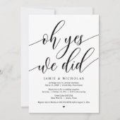 Elopement-Party, Oh ja, wir haben es getan Einladung (Vorderseite)