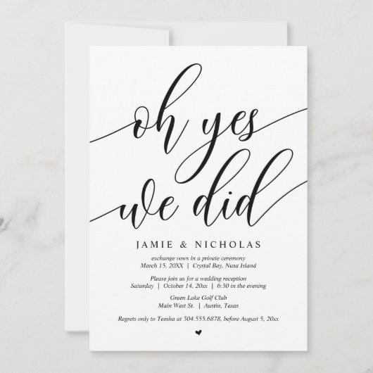 Elopement-Party, Oh ja, wir haben es getan Einladung (Vorderseite)