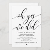 Elopement-Party, Oh ja, wir haben es getan Einladung (Vorne/Hinten)