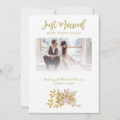 Elopement Photo Wedding Elegant Floral Fake Golden Einladung (Vorderseite)