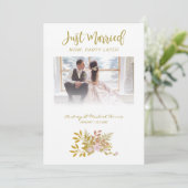 Elopement Photo Wedding Elegant Floral Fake Golden Einladung (Stehend Vorderseite)