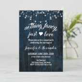 Elopement Wedding Navy Blue Wood Einladung (Stehend Vorderseite)