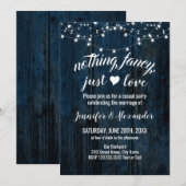 Elopement Wedding Navy Blue Wood Einladung (Vorne/Hinten)