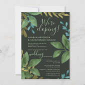 Elopement Wedding Watercolor Blätter Nur Empfang Einladung (Vorderseite)