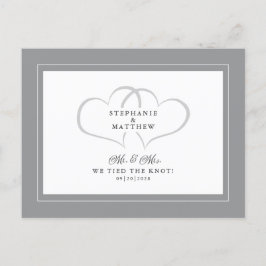 Elopement Wir tied den Knoten Mr & Mrs. Gray White Einladungspostkarte