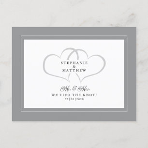 Elopement Wir tied den Knoten Mr & Mrs. Gray White Einladungspostkarte
