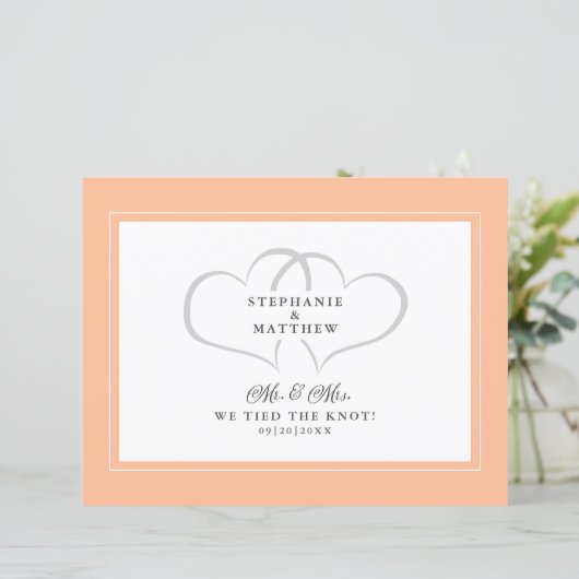 Elopement Wir tied den Knoten Mr & Mrs Peach Postc (Stehend Vorderseite)