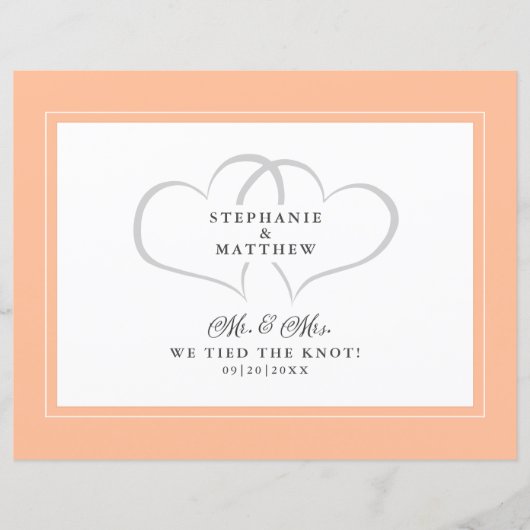 Elopement Wir tied den Knoten Mr & Mrs Peach Postc (Vorderseite)