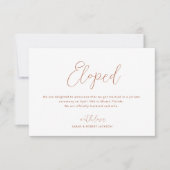 elopierte, schlanke Hochzeitsankündigung Dankeskarte (Vorderseite)