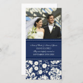 Eloption Ankündigung Foto-Karte Blue Damask (Vorne/Hinten)