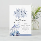 Eloquent Blue Ballroom Dress 16 . Geburtstag Einladung (Stehend Vorderseite)