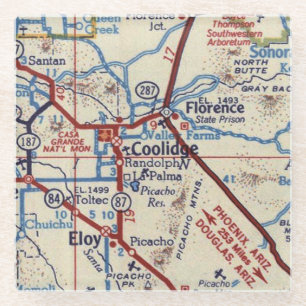 Eloy Arizona und Coolidge Vintag Map Glasuntersetzer