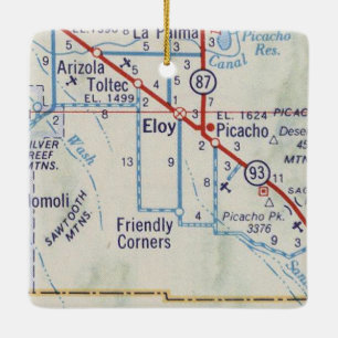 Eloy FL Vintag Map Keramikornament