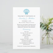 Elrgant Muschel Blue Nautical Beach Hochzeitsprogr (Stehend Vorderseite)