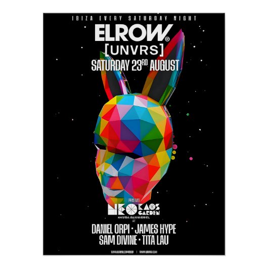 Elrow Ibiza 2025 - [UNVRS] Poster (Vorderseite)